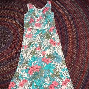 Talbots Floral Dress with Pink and Teal